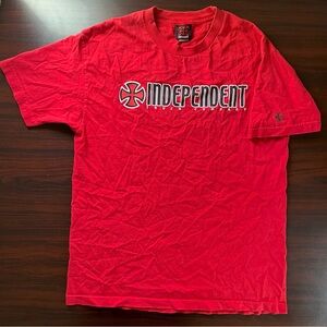 Vintage Independent Trucks T Shirt Skate Red Y2k Iron Cross Size Large